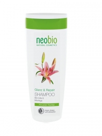 NEOBIO шампунь для восстановления и блеска волос с био-лилией и морингой